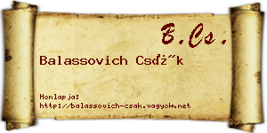Balassovich Csák névjegykártya
